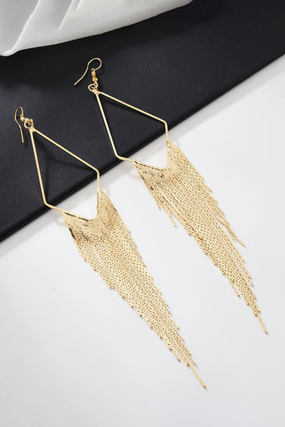 Gold Tassel Long Chain Dangle Earrings