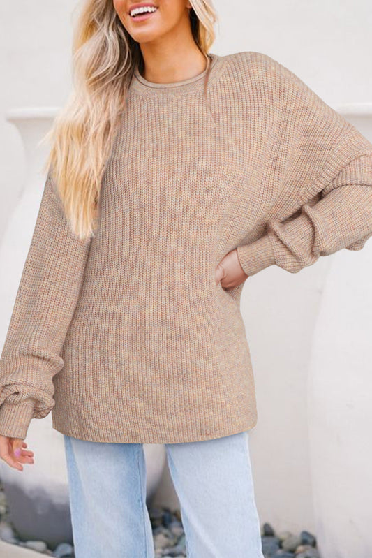 Multicolor Mixed Pattern Loose Chunky Knit Sweater