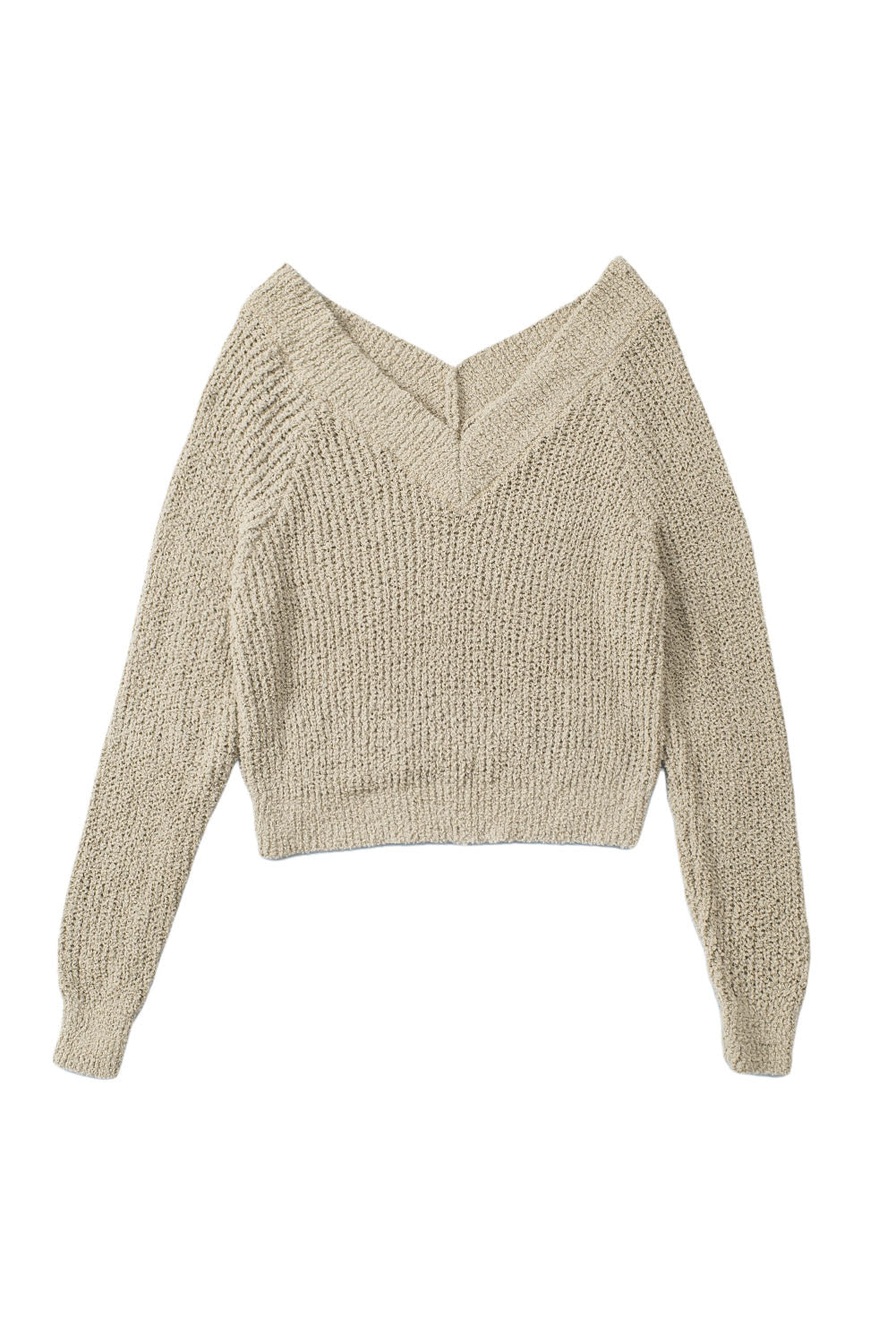 Apricot Casual V Neck Pullover Sweater
