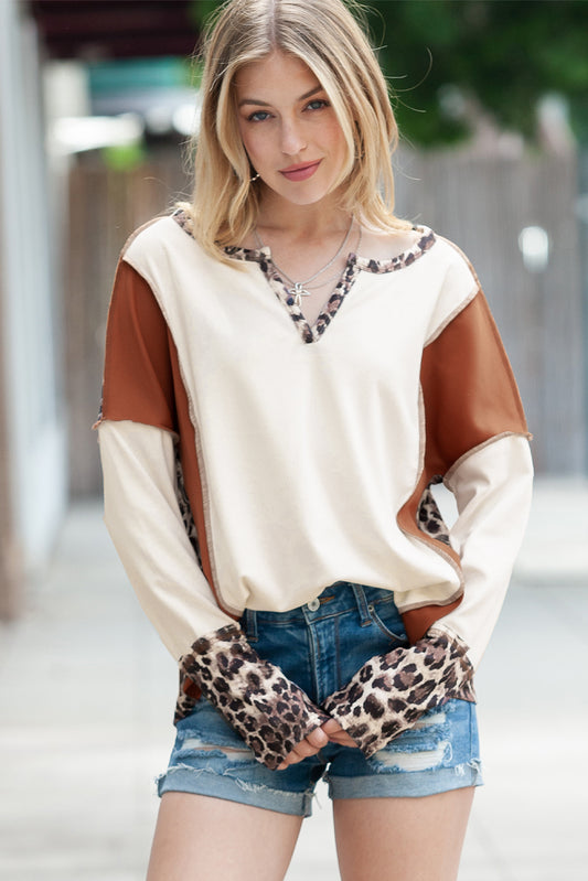 White Leopard Patchwork Top