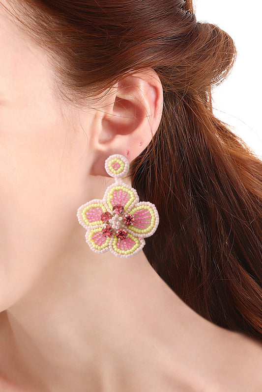 Boho Beaded Flower Earrings