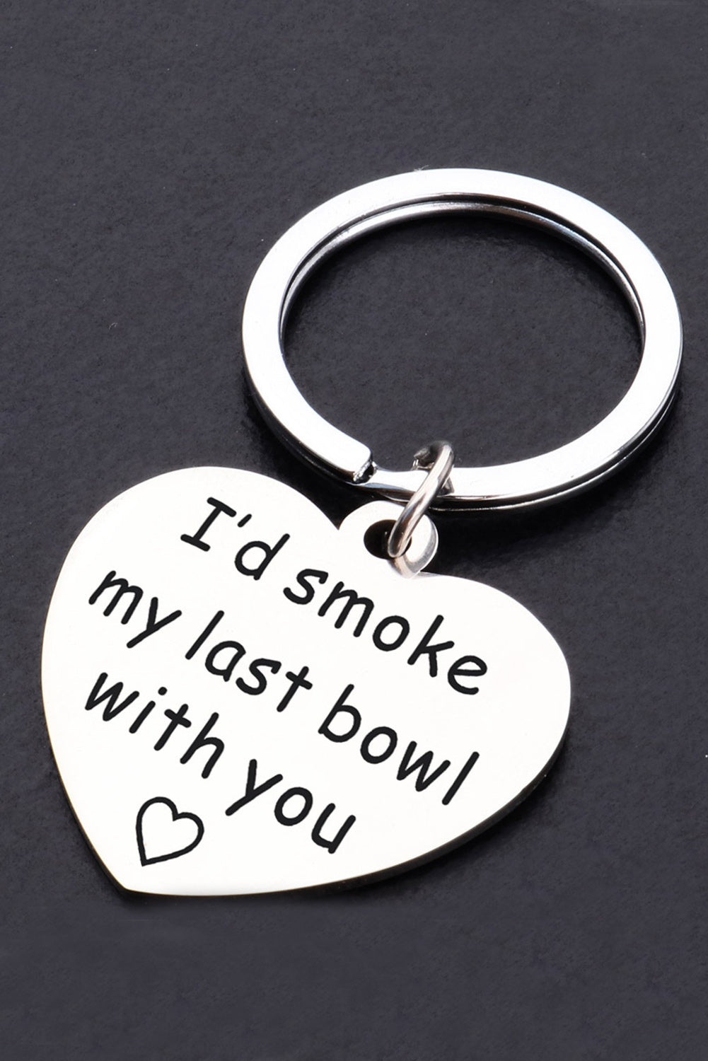 Silvery Love Slogan Heart Pendant Key Ring