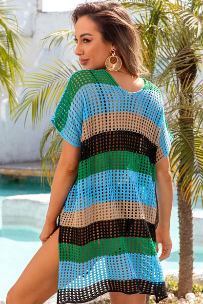 Black Striped Knit Cover Up