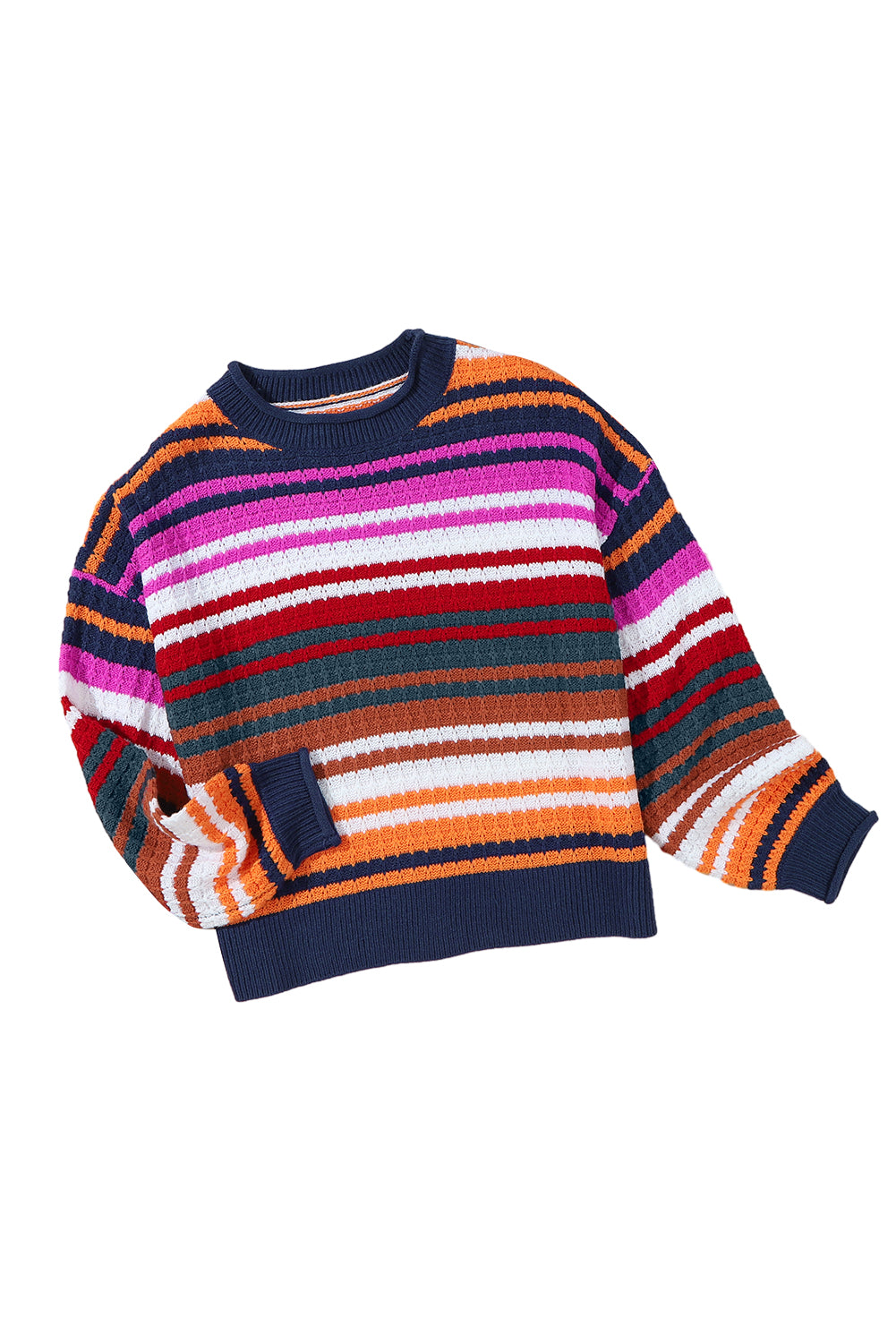 Multicolor Striped Drop Sleeve Knit Sweater