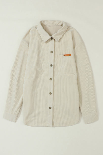 Multicolor Corduroy Buttoned Front Pocketed Shacket