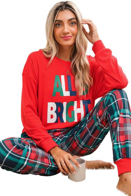 Multicolor ALL IS BRIGHT Christmas Plaid Pajama Set