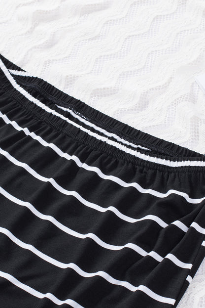 Black & White Striped Summer Strapless Top