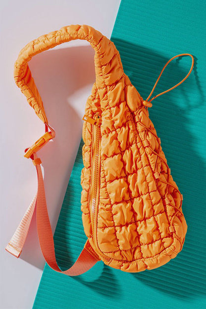 Grapefruit Orange Marshmallow Quilted Drawstring Decor Sling Bag