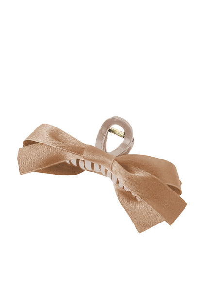 Light French Beige Ribbon Bow Hair Clip