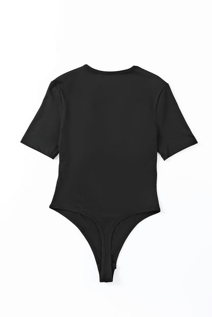 Black Basic Short Sleeve Bodycon Bodysuit