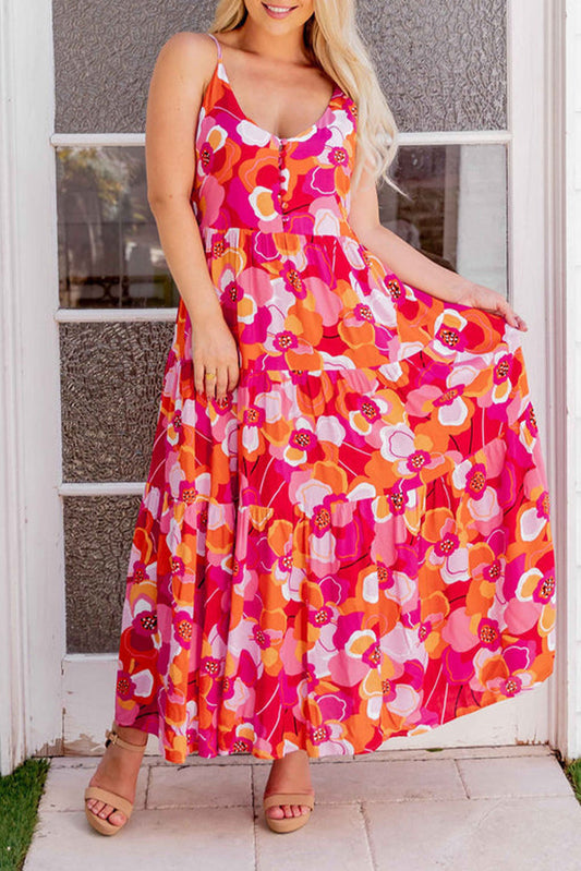 Multicolour V-Neck Floral Maxi Dress