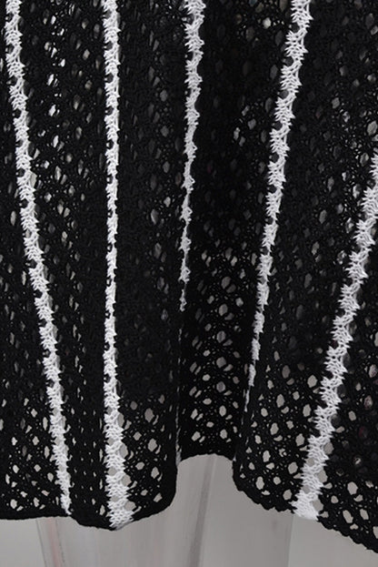 Black Striped Crochet Beach Cover-Up