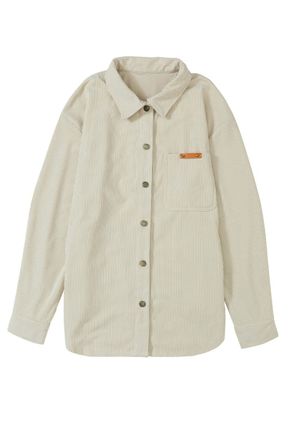 Multicolor Corduroy Buttoned Front Pocketed Shacket