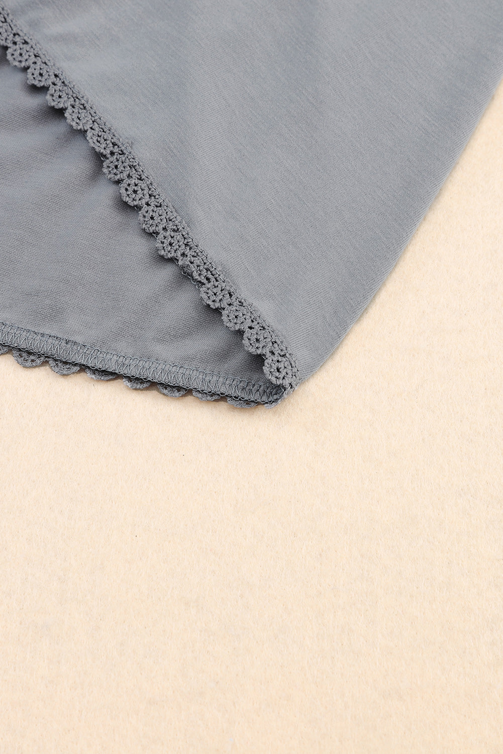Gray Waffle Knit Panel Babydoll Sleeveless Top