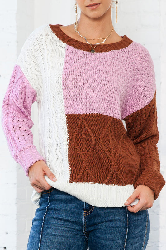 Multicolor Knitted Colorblock Sweater