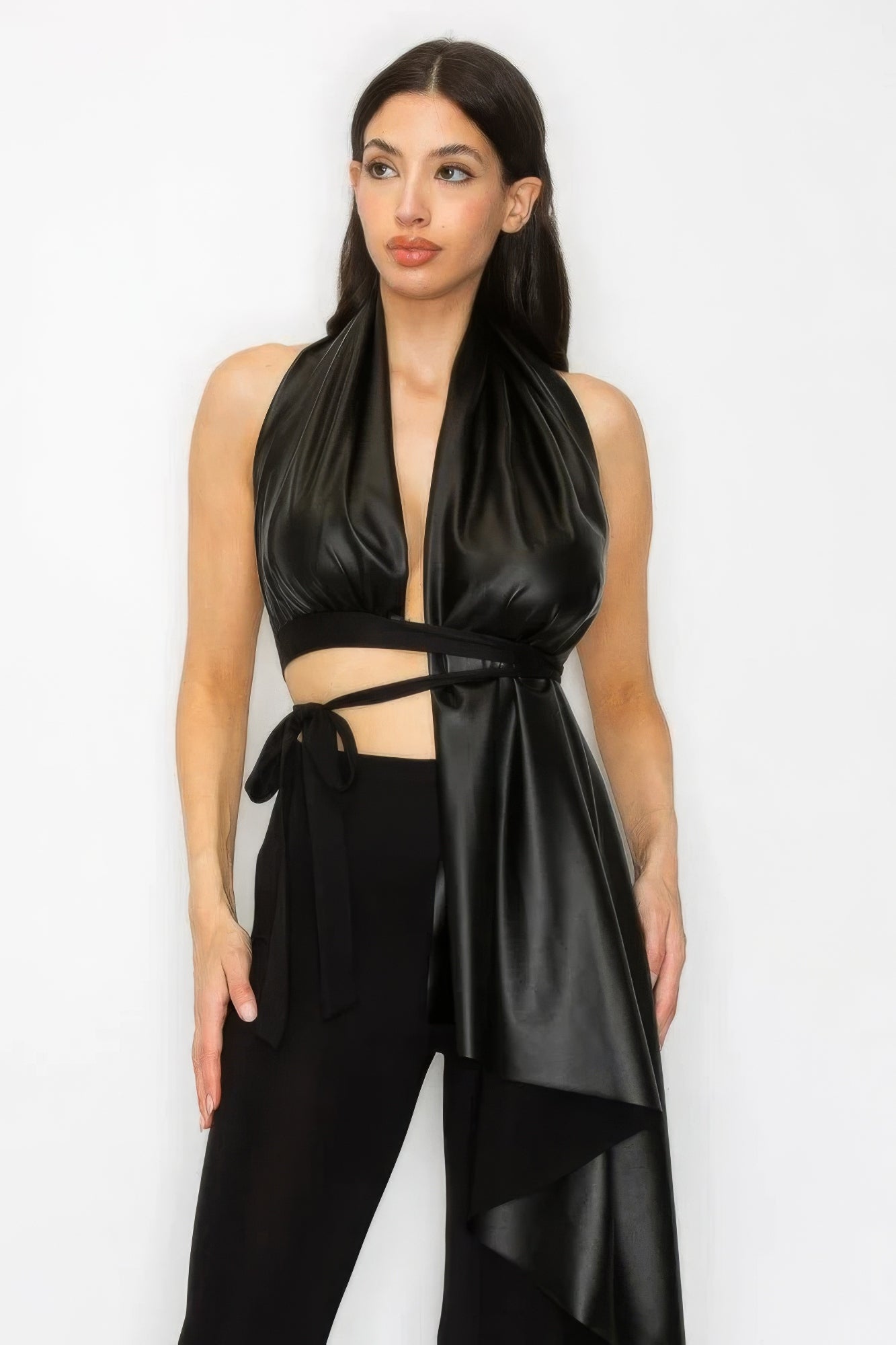 Faux Leather Top and Pants Set