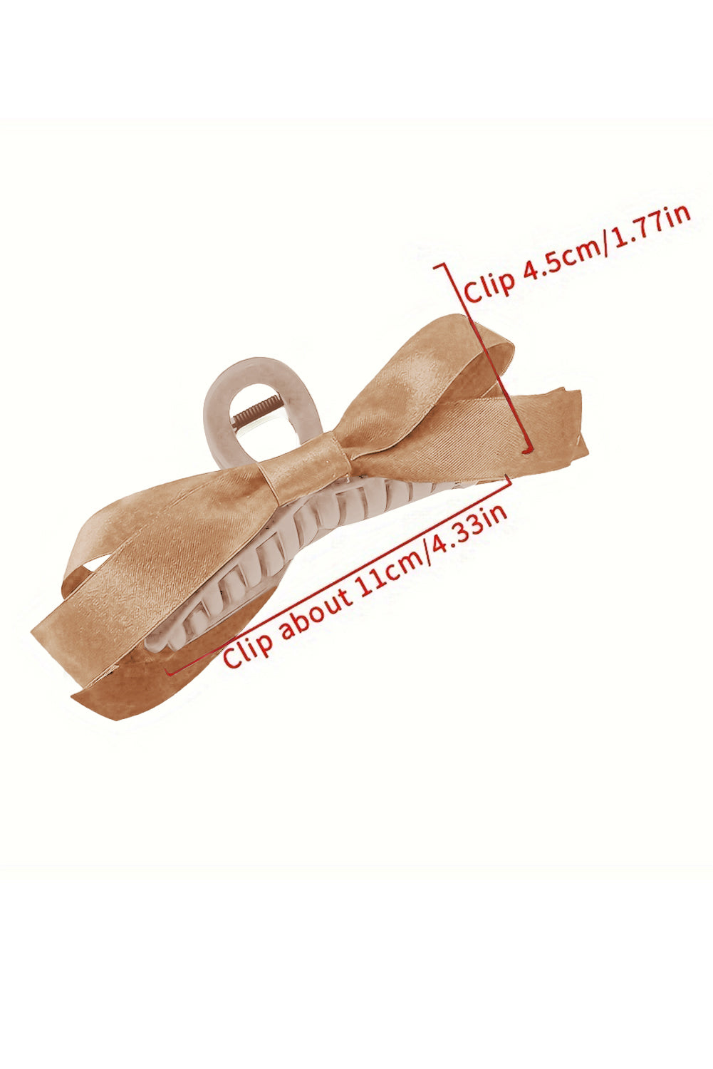 Light French Beige Solid Color Ribbon Bow Decor Hair Clip
