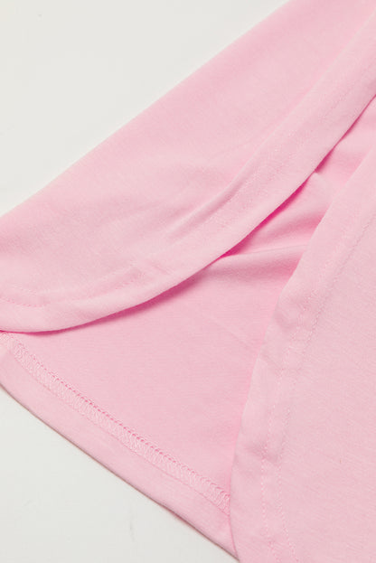 Pink Solid Color Hidden Pocket V Neck Slit Maxi Dress