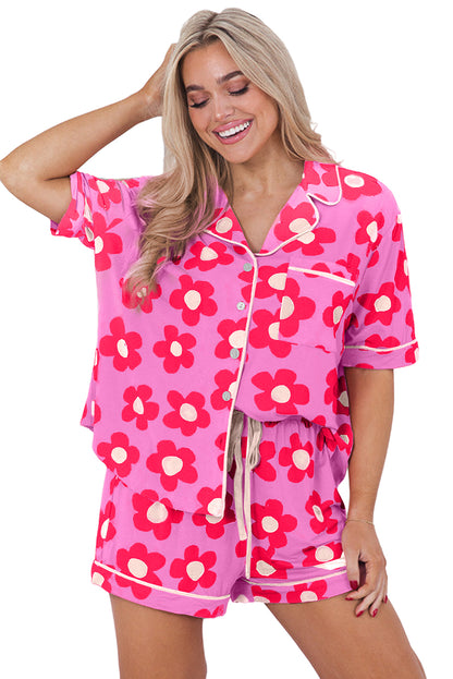 Pink Flower Pajama Set