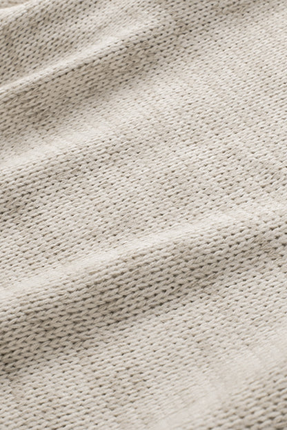 White V Neck Drop Shoulder Knitted Sweater