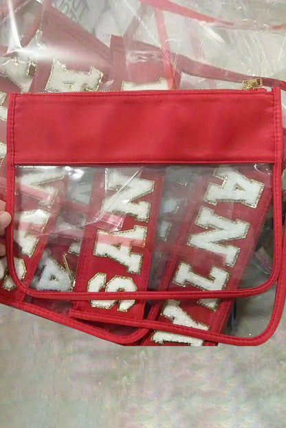 Red SANTA Contrast Trim Clear Makeup Bag