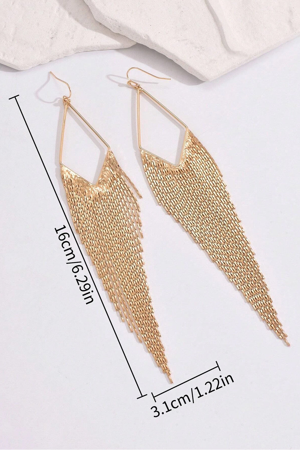 Gold Tassel Long Chain Dangle Earrings