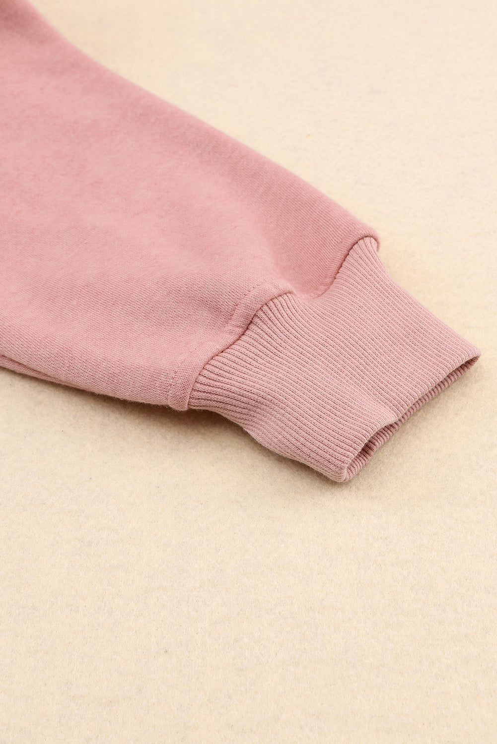 Pink Thumbhole Raglan Sleeve Half Zip Pullover Hoodie