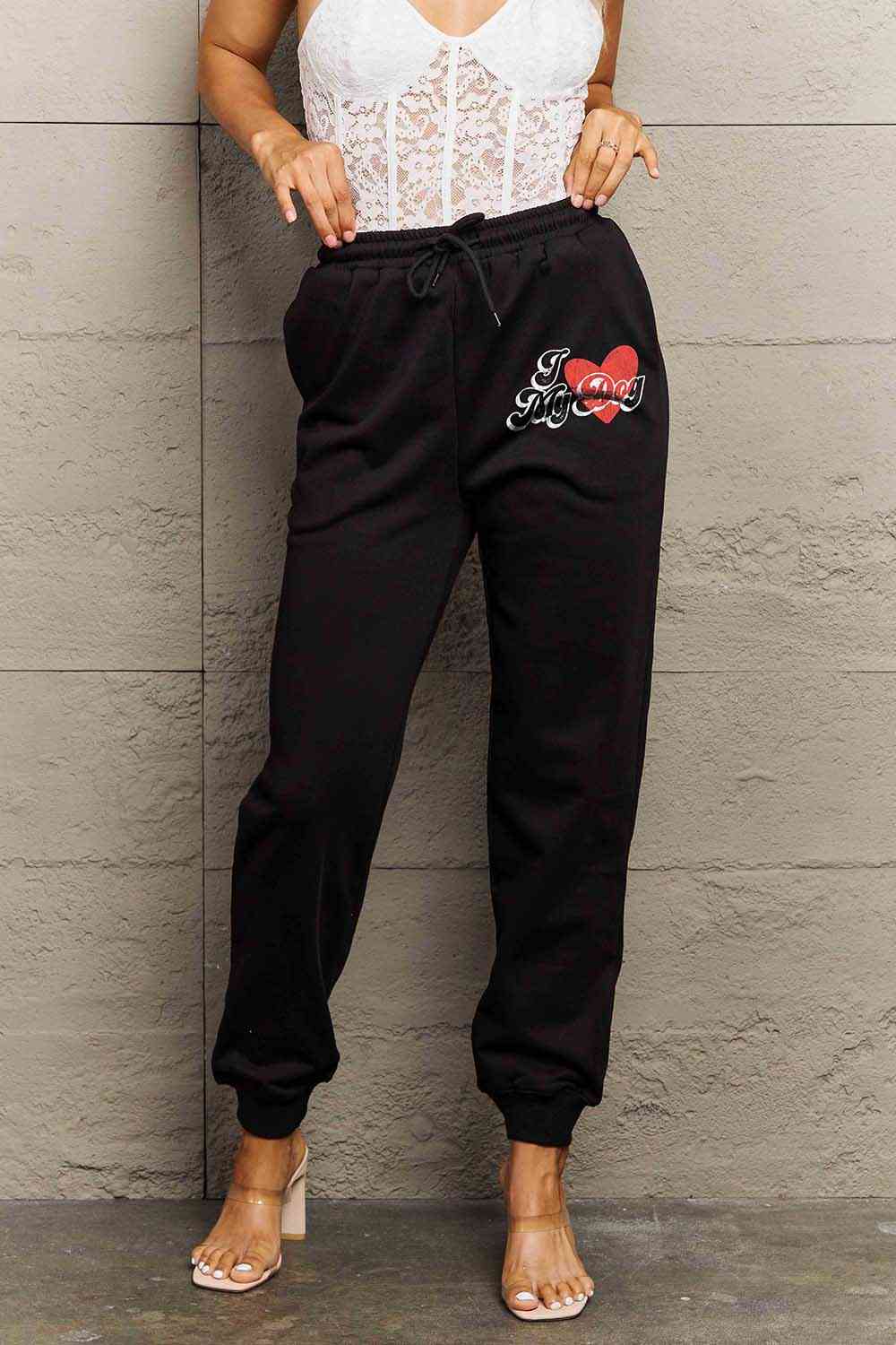 Simply Love Full Size I LOVE MY DOG Graphic Joggers