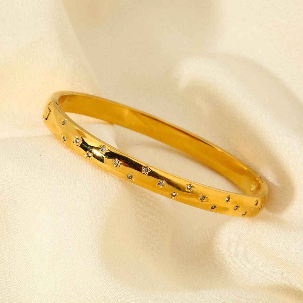 18K Gold Plated Star Shaped Bangle With Box