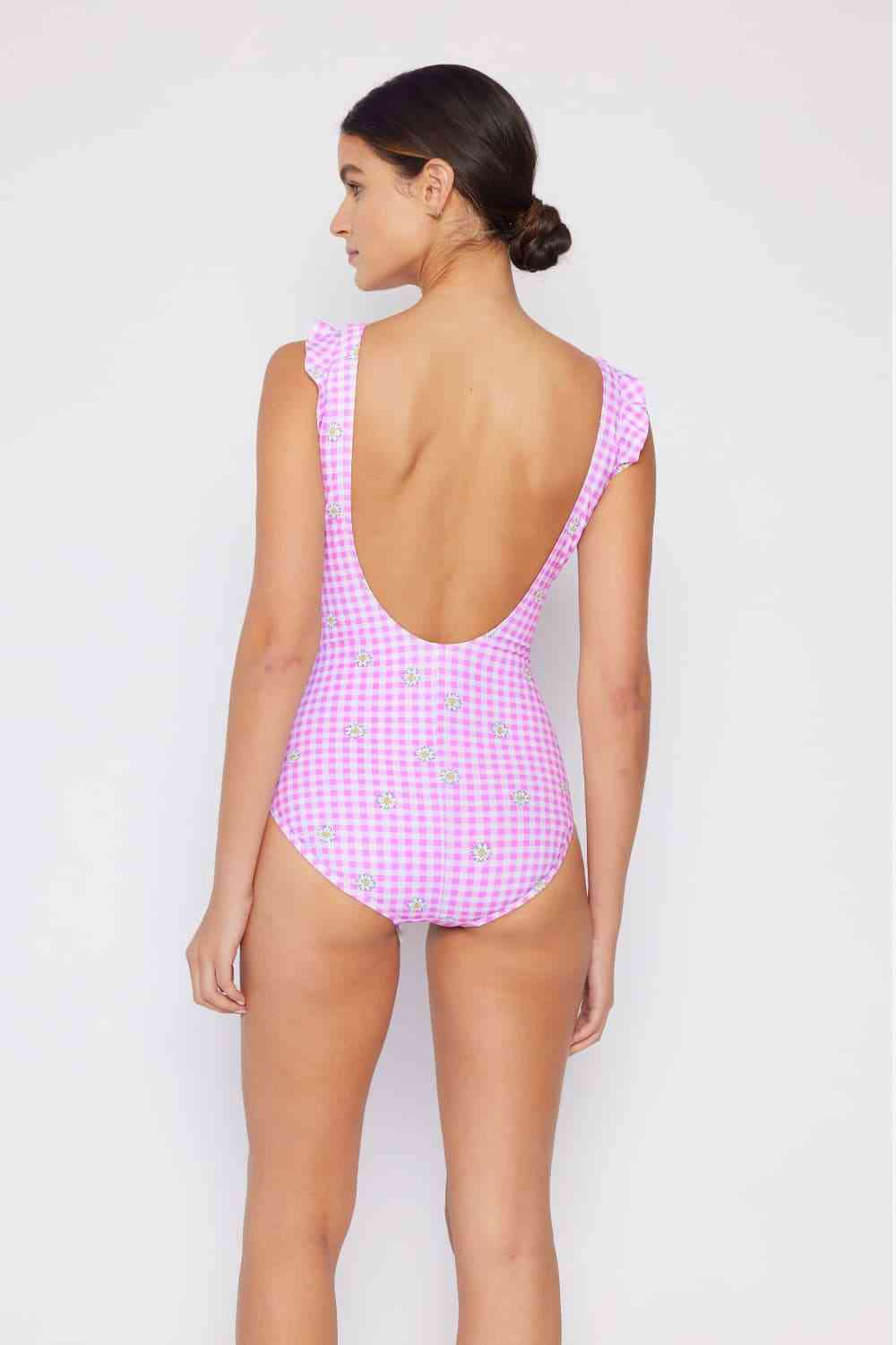 Float On Ruffle Faux Wrap One Piece in Carnation Pink