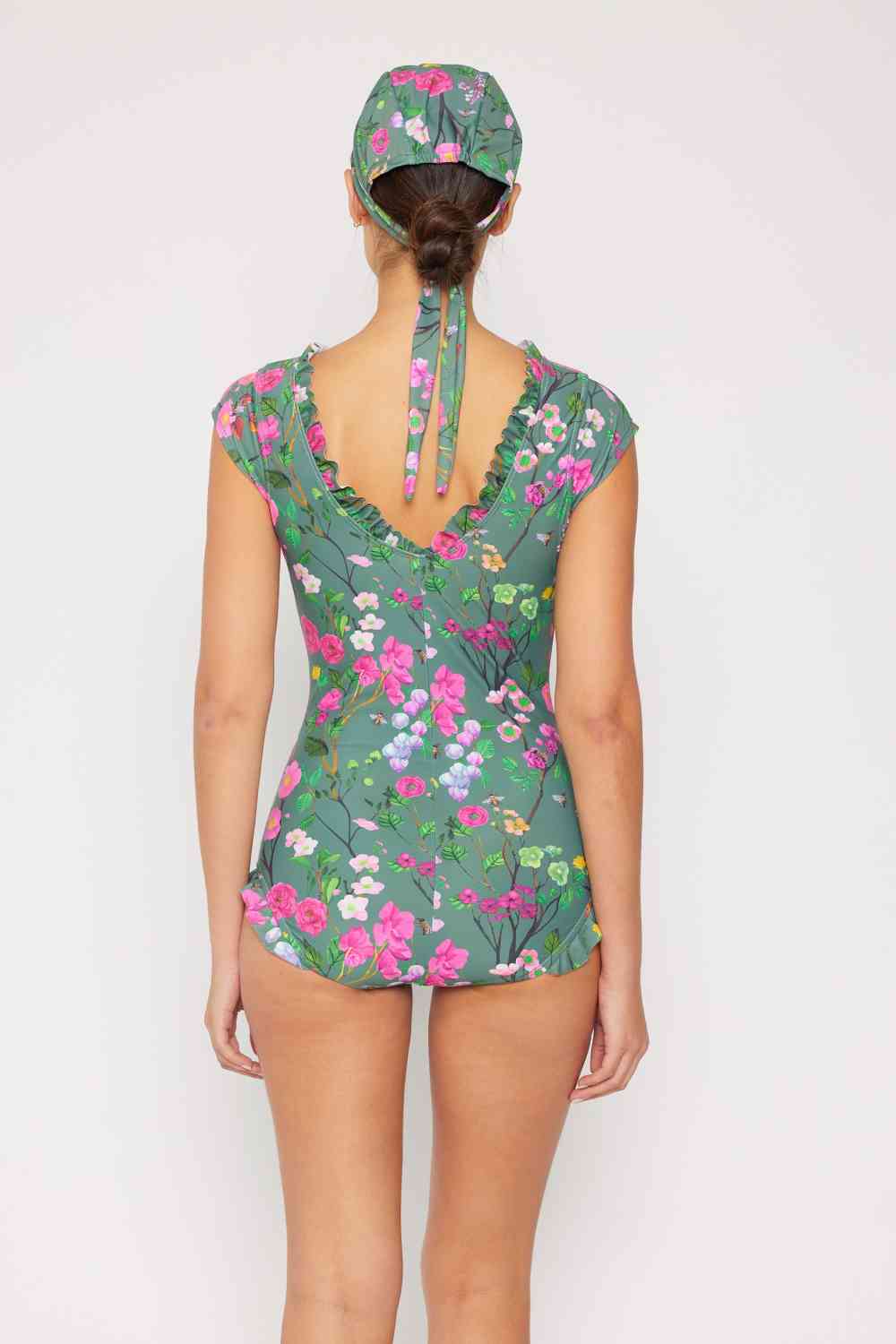 Bring Me Flowers V Neck One Piece Swimsuit In Sage