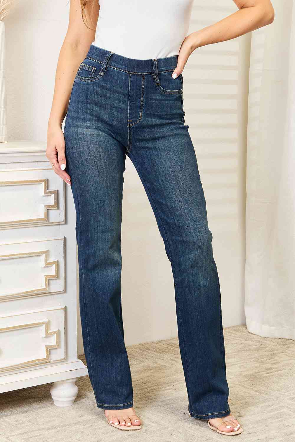 Judy Blue Full Size Elastic Waistband Bootcut Jeans