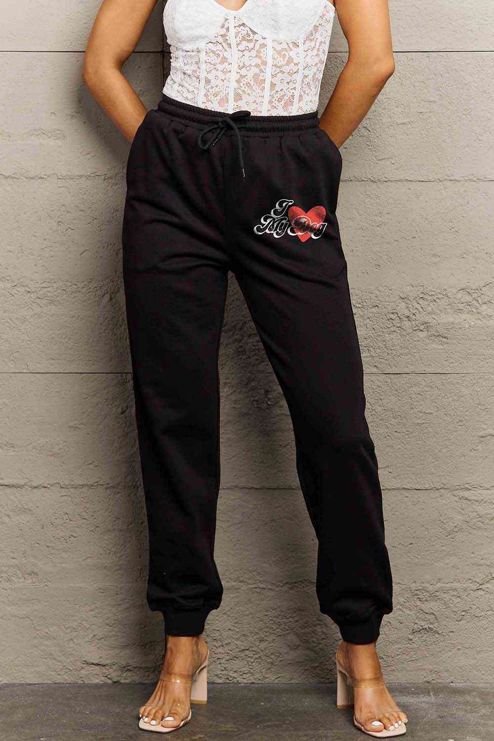 Simply Love Full Size I LOVE MY DOG Graphic Joggers