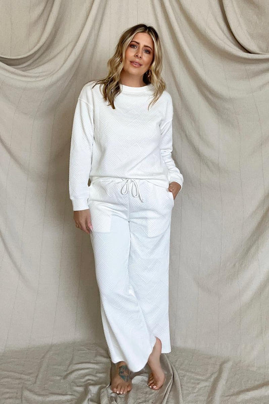 Relaxed Fit Embossed Print Knit Loungewear Set