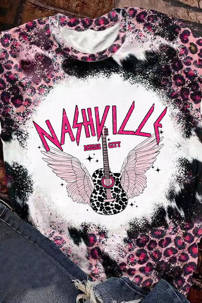 Pink Nashville Music City Leopard Tee