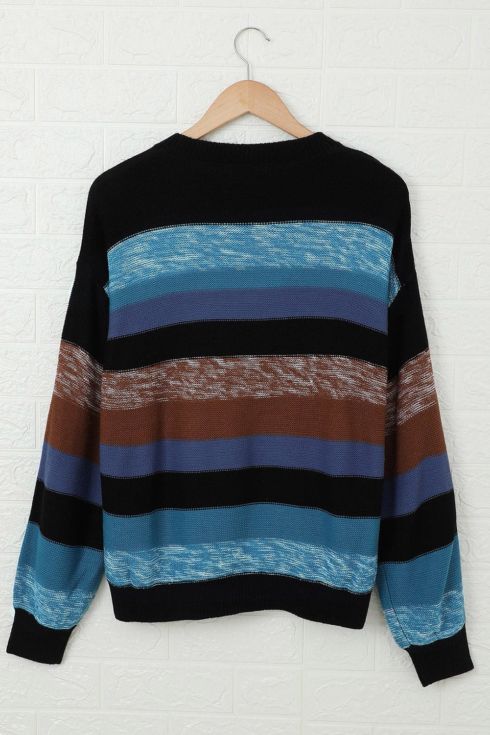 Multicolor Knit Crew Neck Pullover Sweater