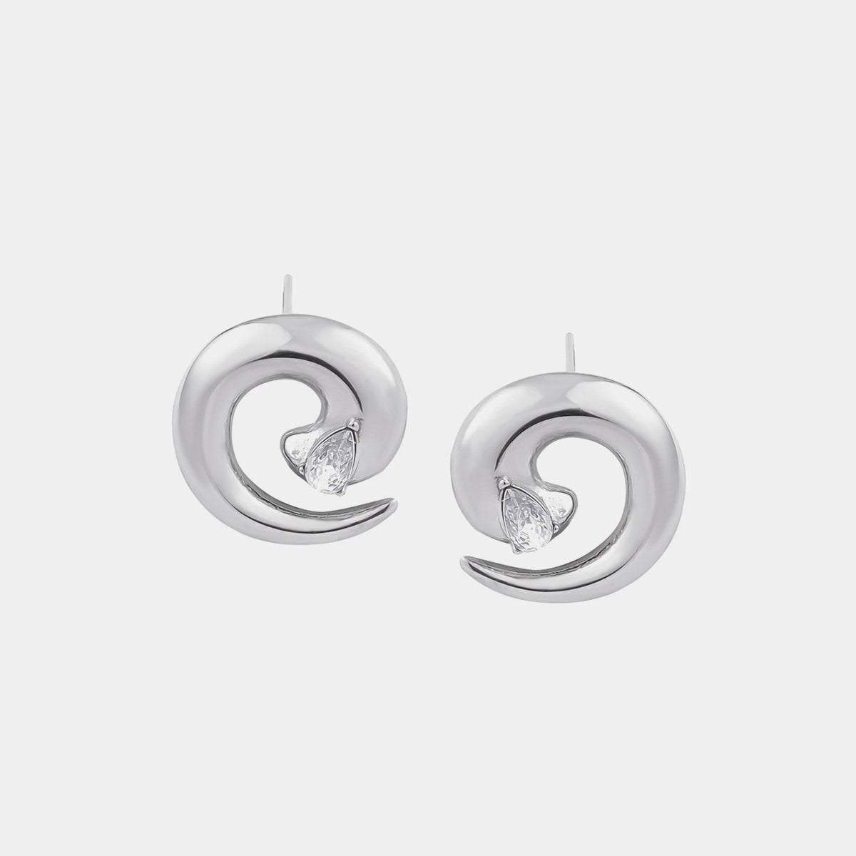 Titanium Steel Zircon Spiral Shape Earrings